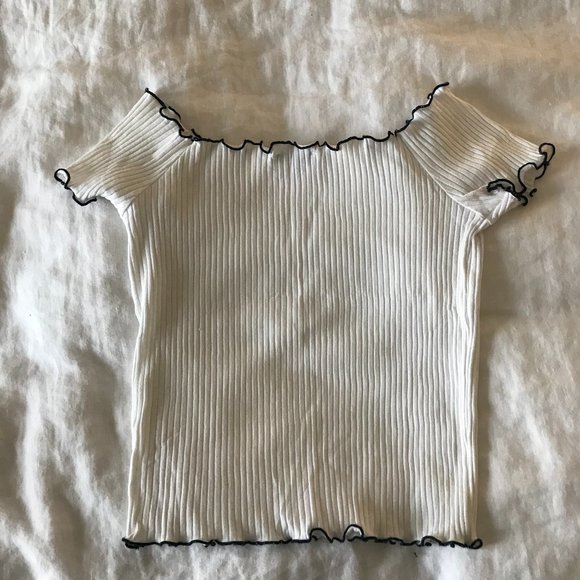 White Ribbed Crop Top - Picture 2 of 2